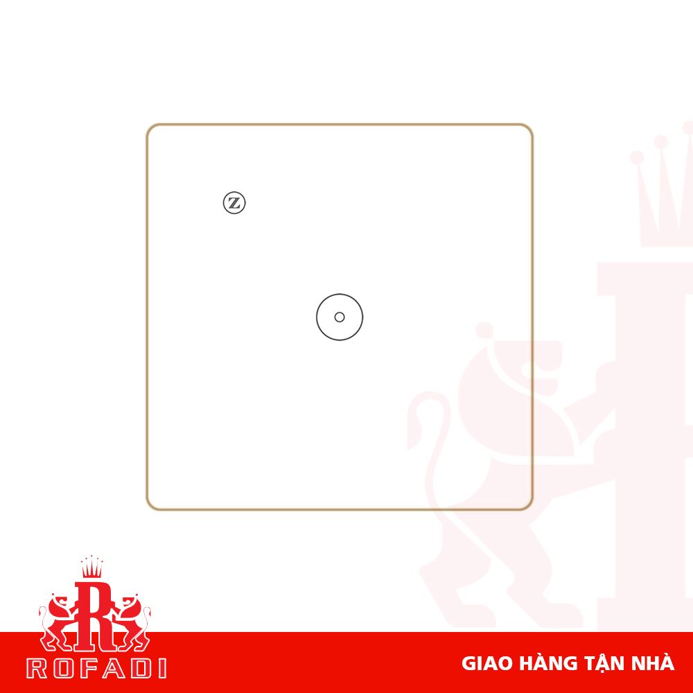 Công tắc Zigbee vuông (viền vàng-  icon 2 vòng tròn + icon Z) dòng Kaz 1 phím màu trắng