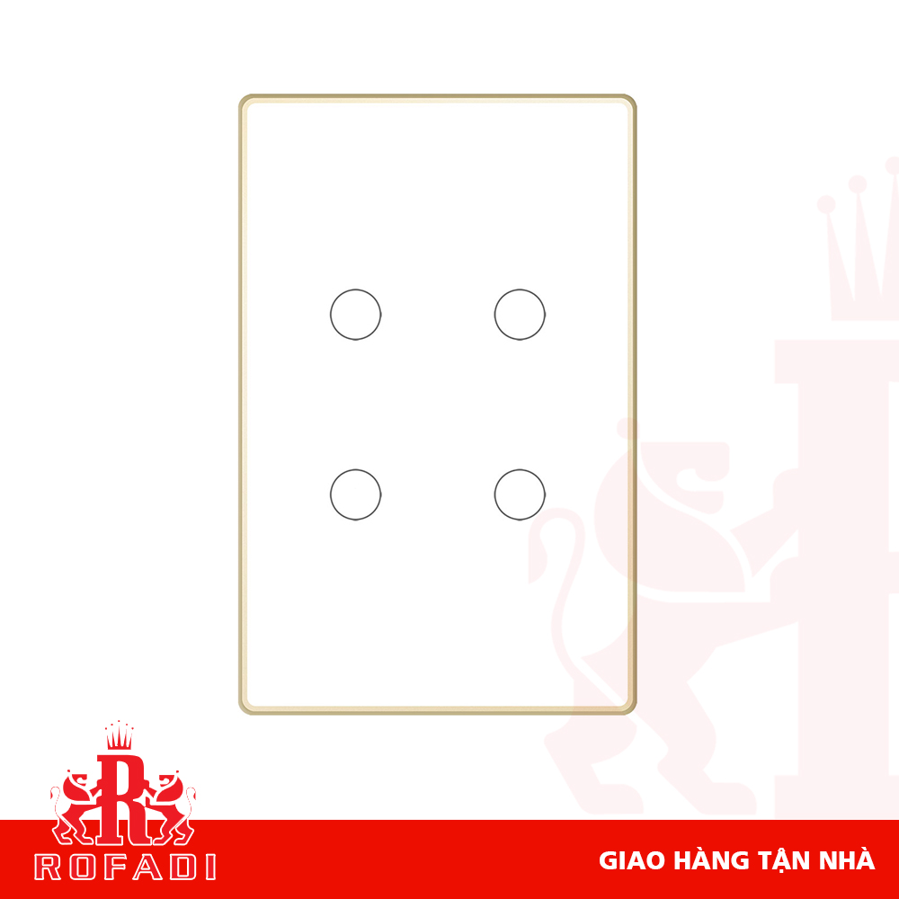  Công tắc Zigbee chữ nhật (viền vàng bo cạnh-  icon Z) dòng Kaz 4 phím màu trắng 