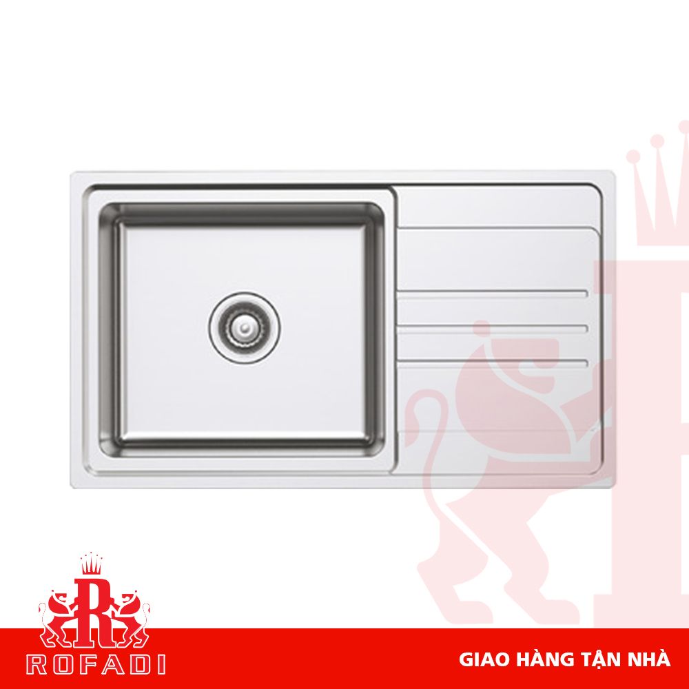 Chậu bếp, Inox, HS-SS8650, Chậu đơn có bàn ráo nước