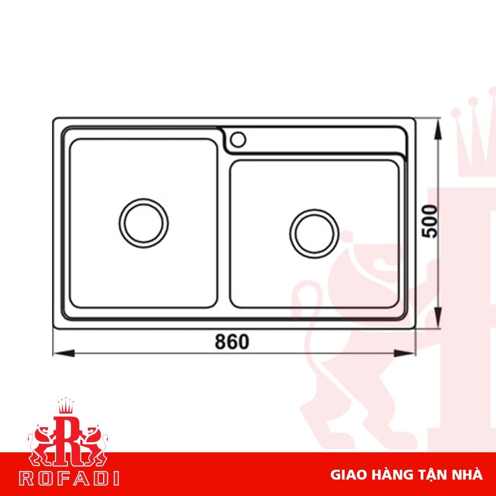 Chậu bếp, Inox HS-SD8650, Chậu đôi