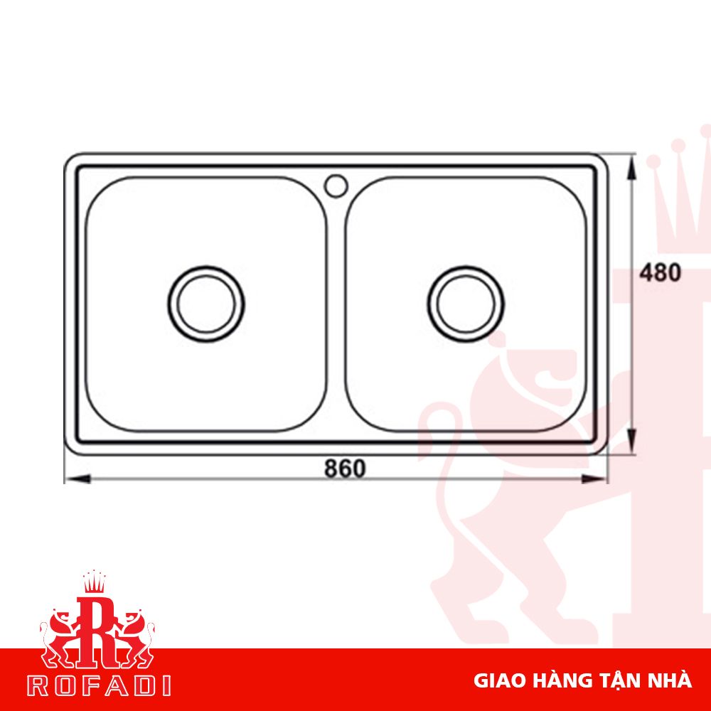 Chậu bếp, Inox, HS-SD8648, Chậu đôi