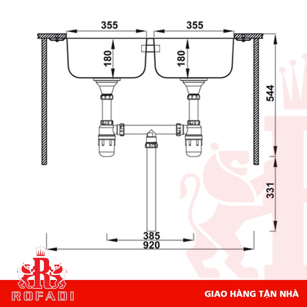 Chậu bếp, Inox, HS -SD7848, Chậu đôi