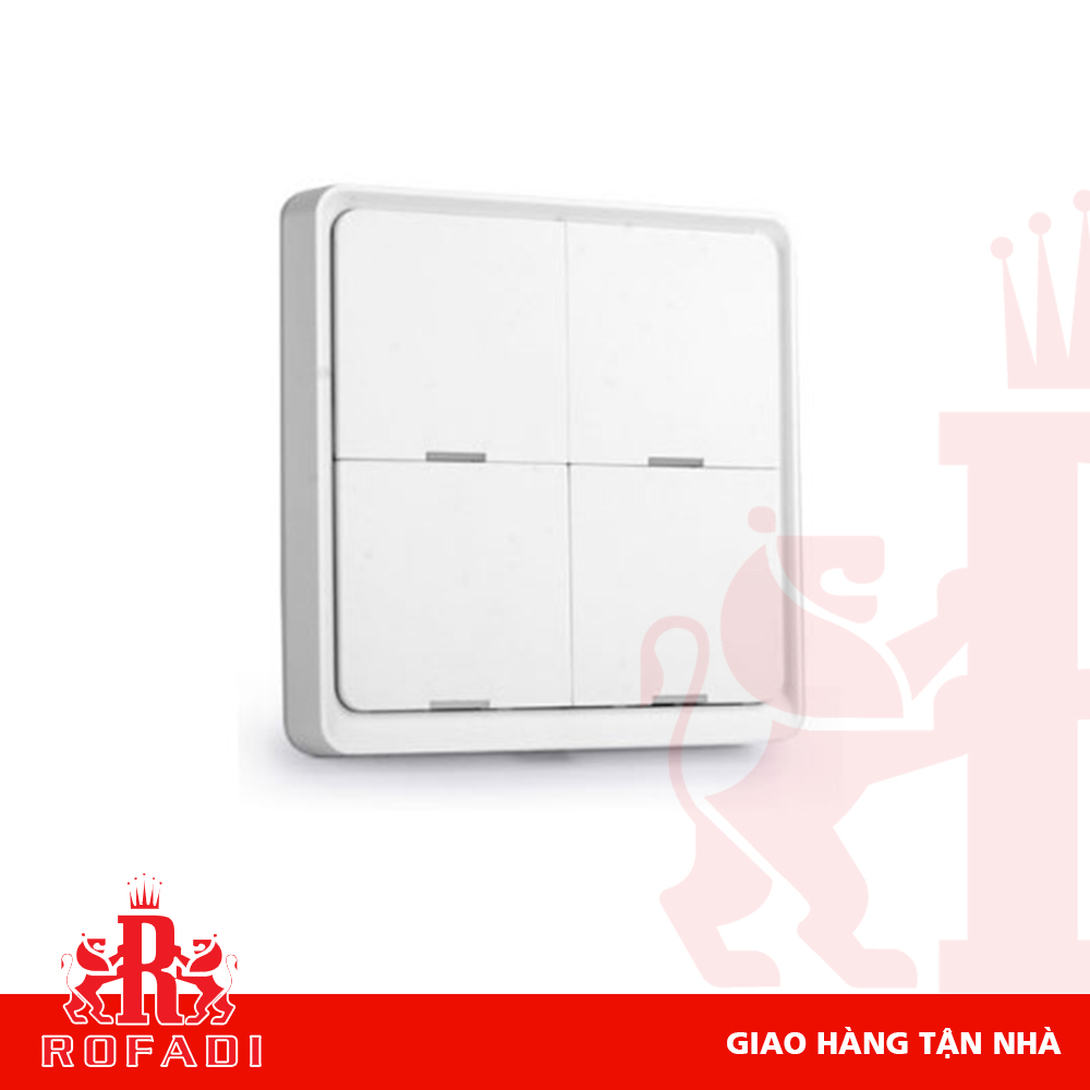  Công tắc ngữ cảnh Tuya Zigbee hình vuông (gồm 1 pin CR2430) 4 phím dạng dán màu trắng 