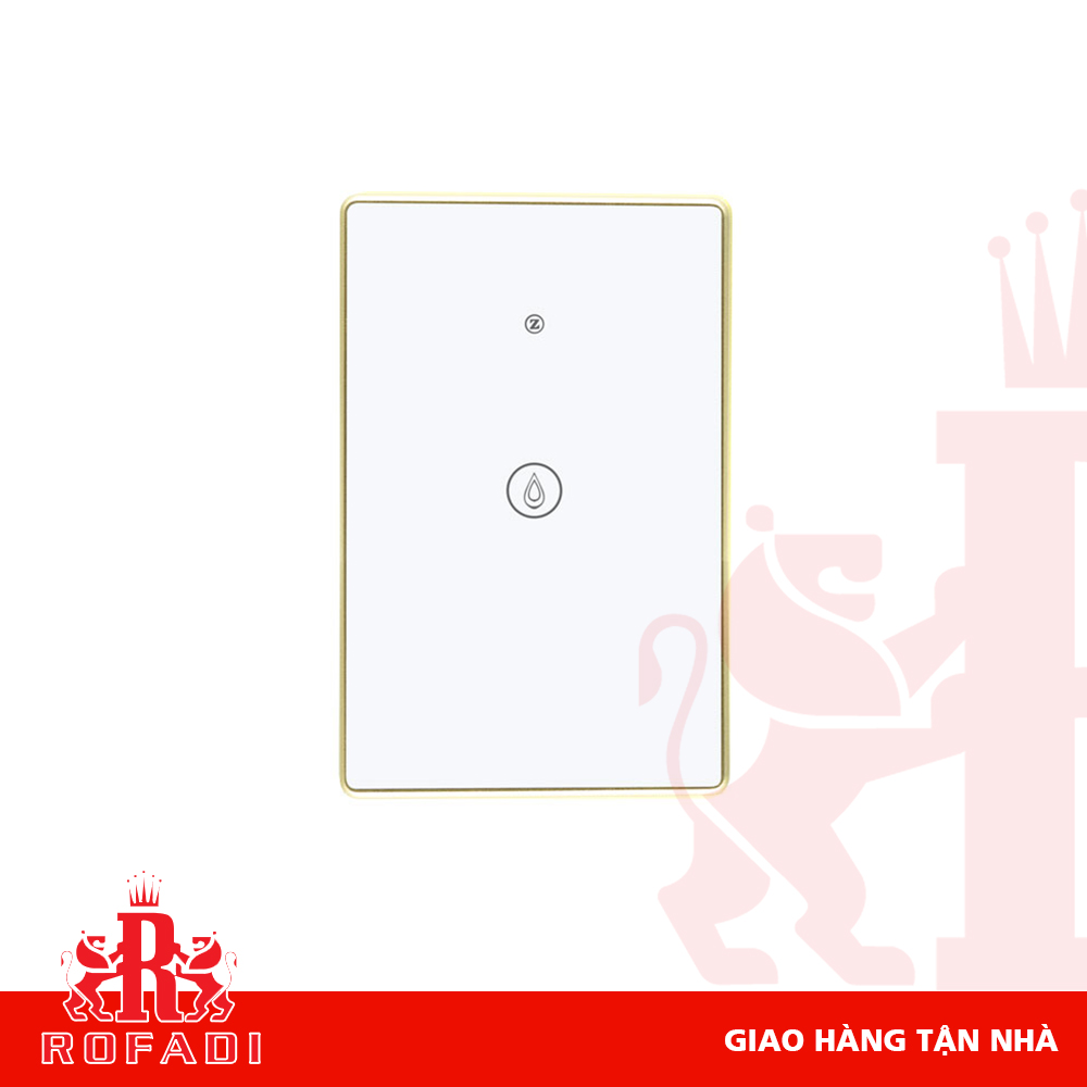  Công tắc Zigbee Kaz cho máy nước nóng lạnh(viền vát vàng đậm-  icon giọt nước) chữ nhật 1 phím màu trắng 