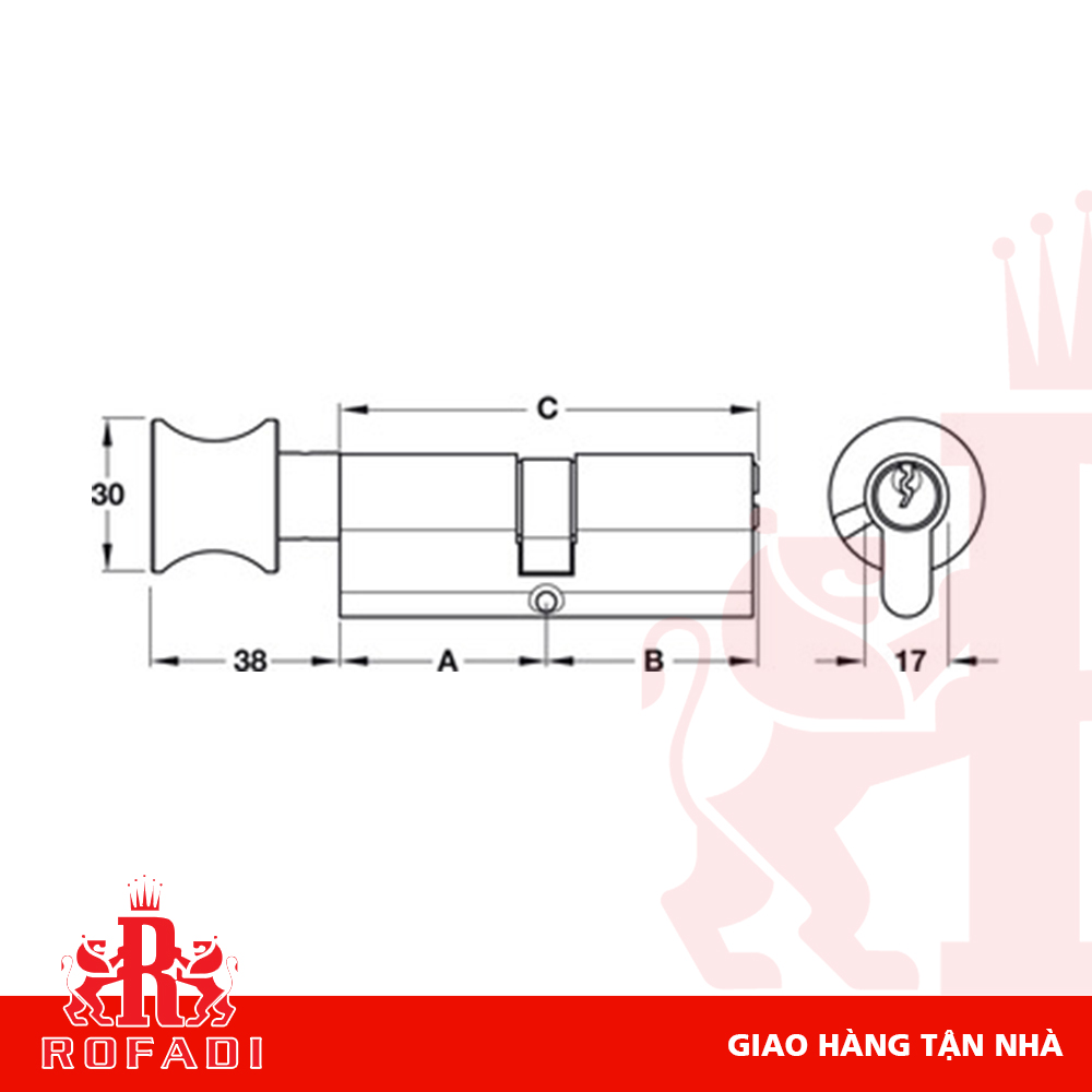  Ruột khoá, Ecomomy Startec profile, 1 đầu chìa 1 đầu vặn 