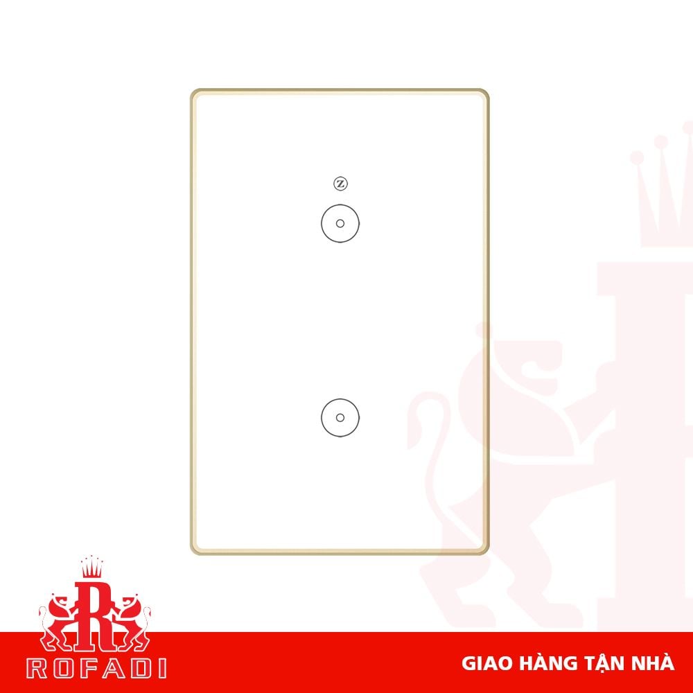 Công tắc Zigbee chữ nhật (viền vàng bo cạnh-  icon Z) dòng Kaz 2 phím màu trắng