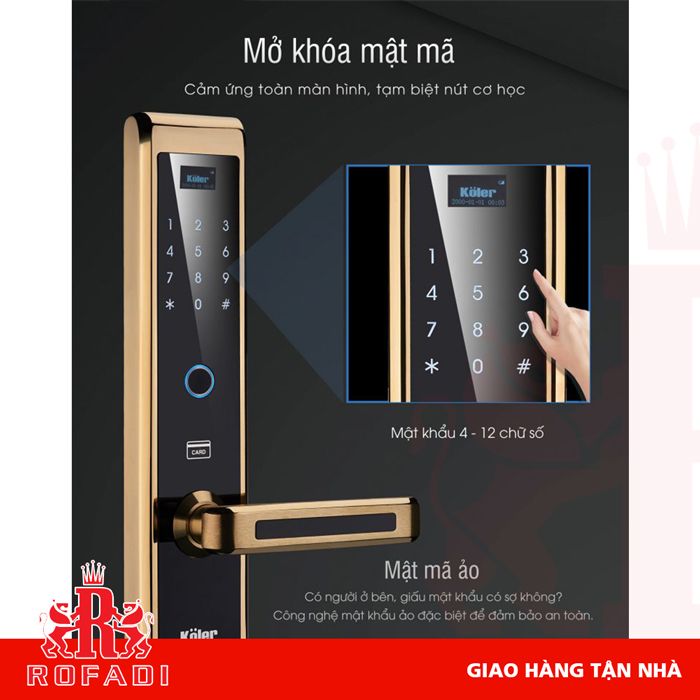 Khóa thông minh Koler KL9850 (6 in 1) màu PVD GOLD