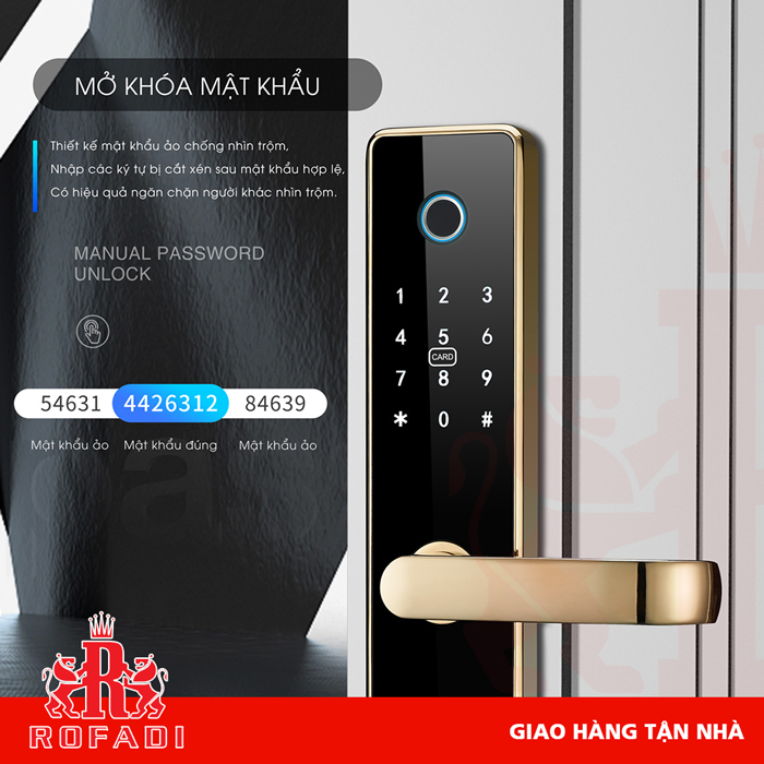  Khóa cửa thông minh Koler Q8-Plus (5 in 1) màu gold 