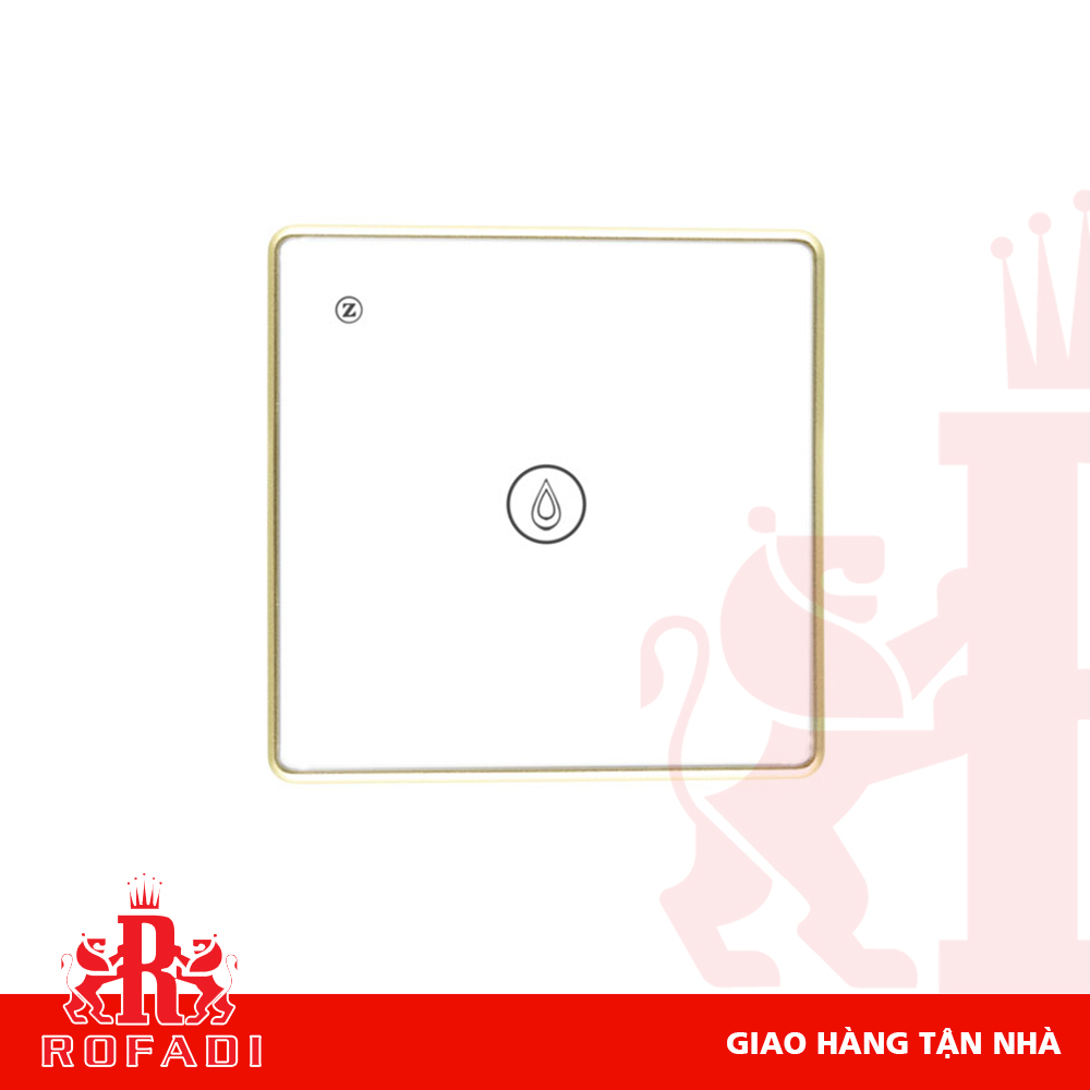  Công tắc Zigbee Kaz cho máy nước nóng lạnh(viền vát vàng đậm-  icon giọt nước) vuông 1 phím màu trắng 