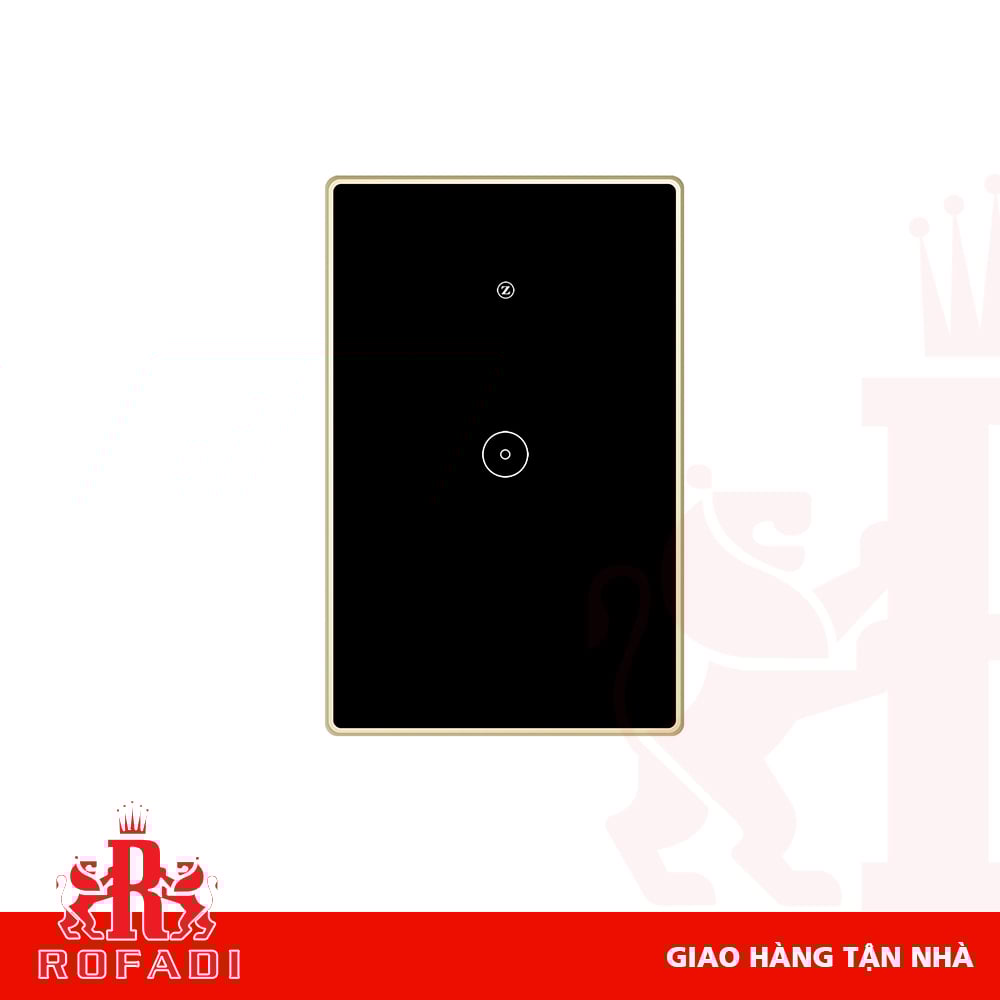 Công tắc Zigbee chữ nhật (viền vàng bo cạnh-  icon Z) dòng Kaz 1 phím màu đen 