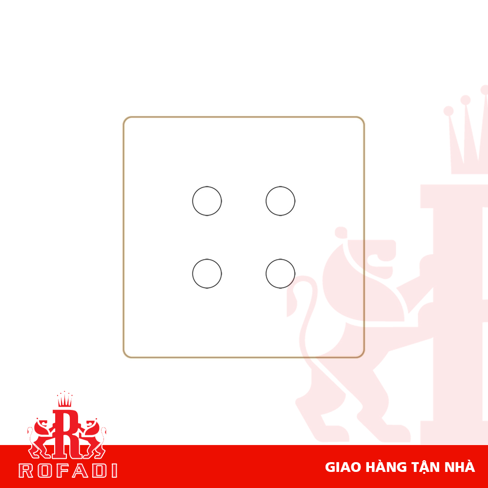  Công tắc Zigbee vuông (viền vàng-  icon 2 vòng tròn + icon Z) dòng Kaz 4 phím màu trắng 