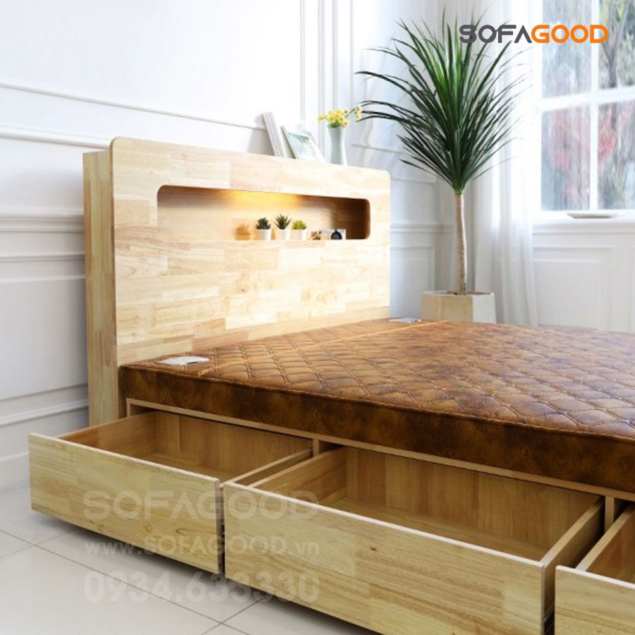 Giường ngủ gỗ tự nhiên S140