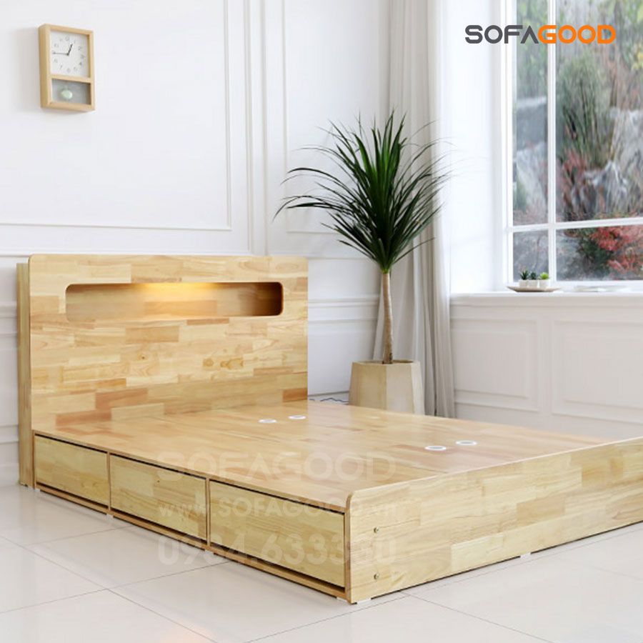 Giường ngủ gỗ tự nhiên S140