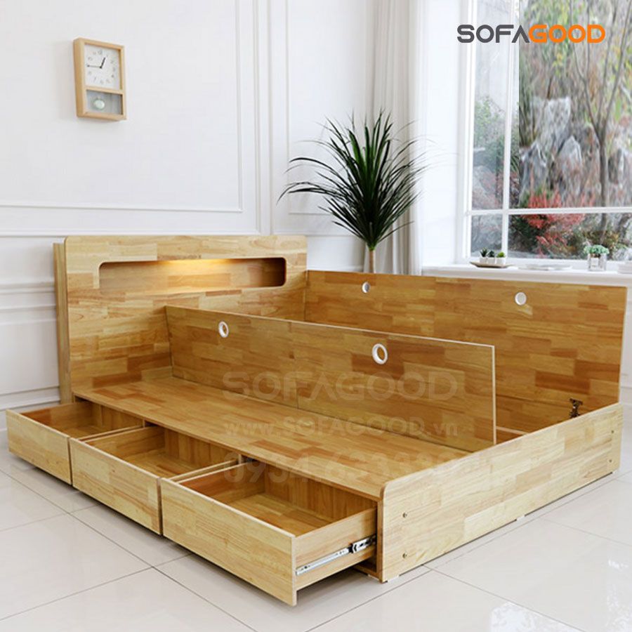 Giường ngủ gỗ tự nhiên S140