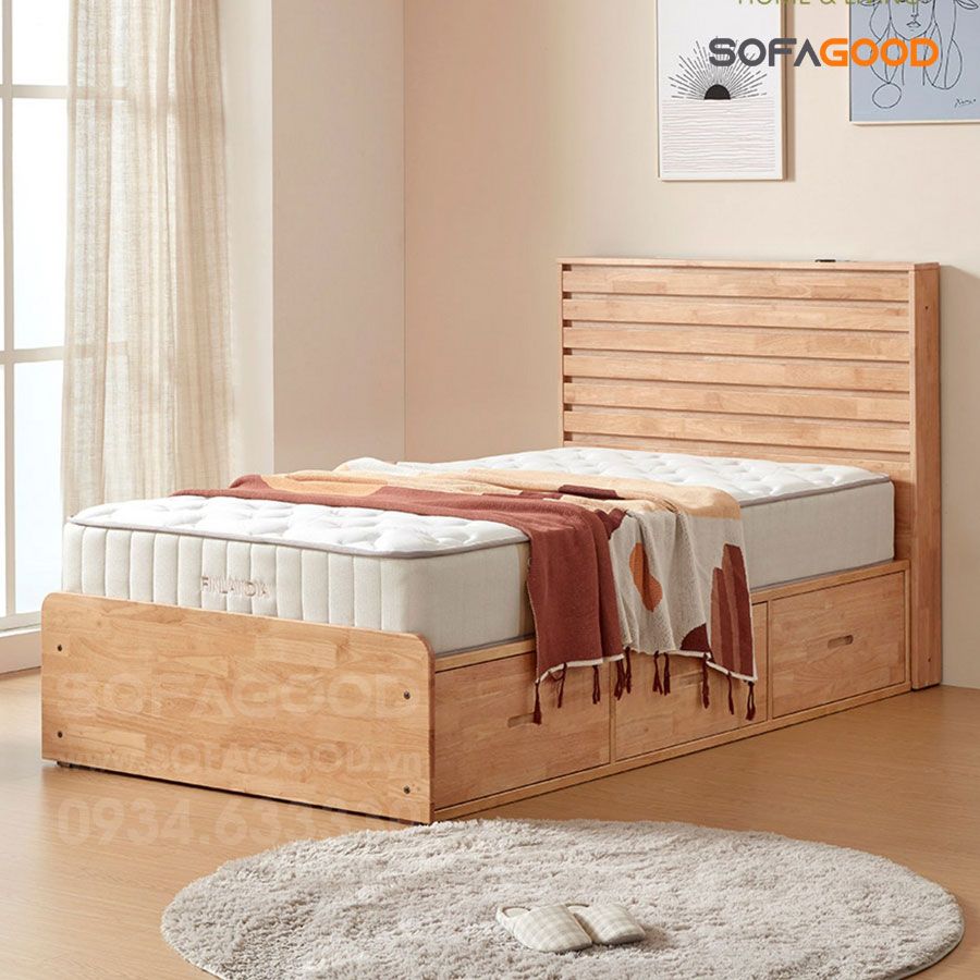 Giường ngủ gỗ tự nhiên S144