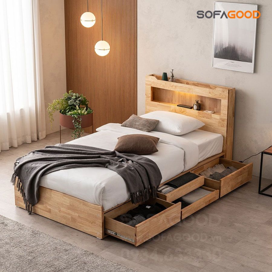 Giường ngủ gỗ tự nhiên S133