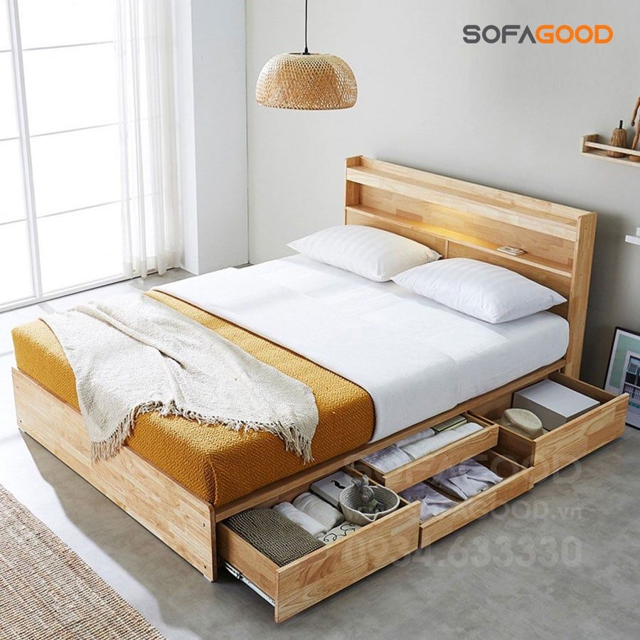 Giường ngủ gỗ tự nhiên S137