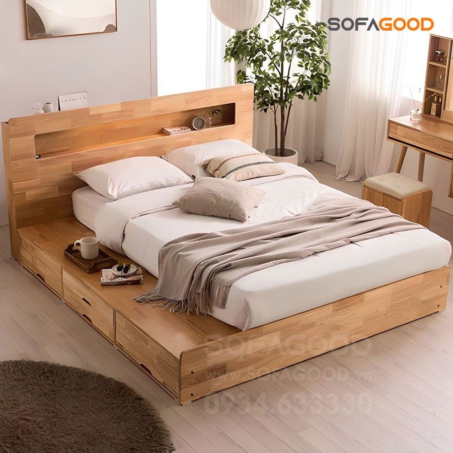 Giường ngủ gỗ tự nhiên S123