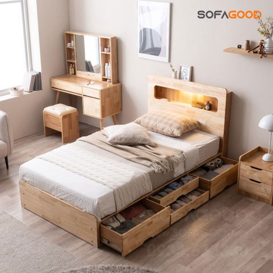 Giường ngủ gỗ tự nhiên S128