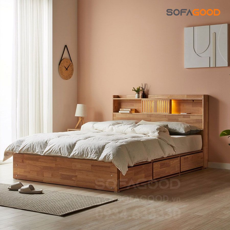 Giường ngủ gỗ tự nhiên S124