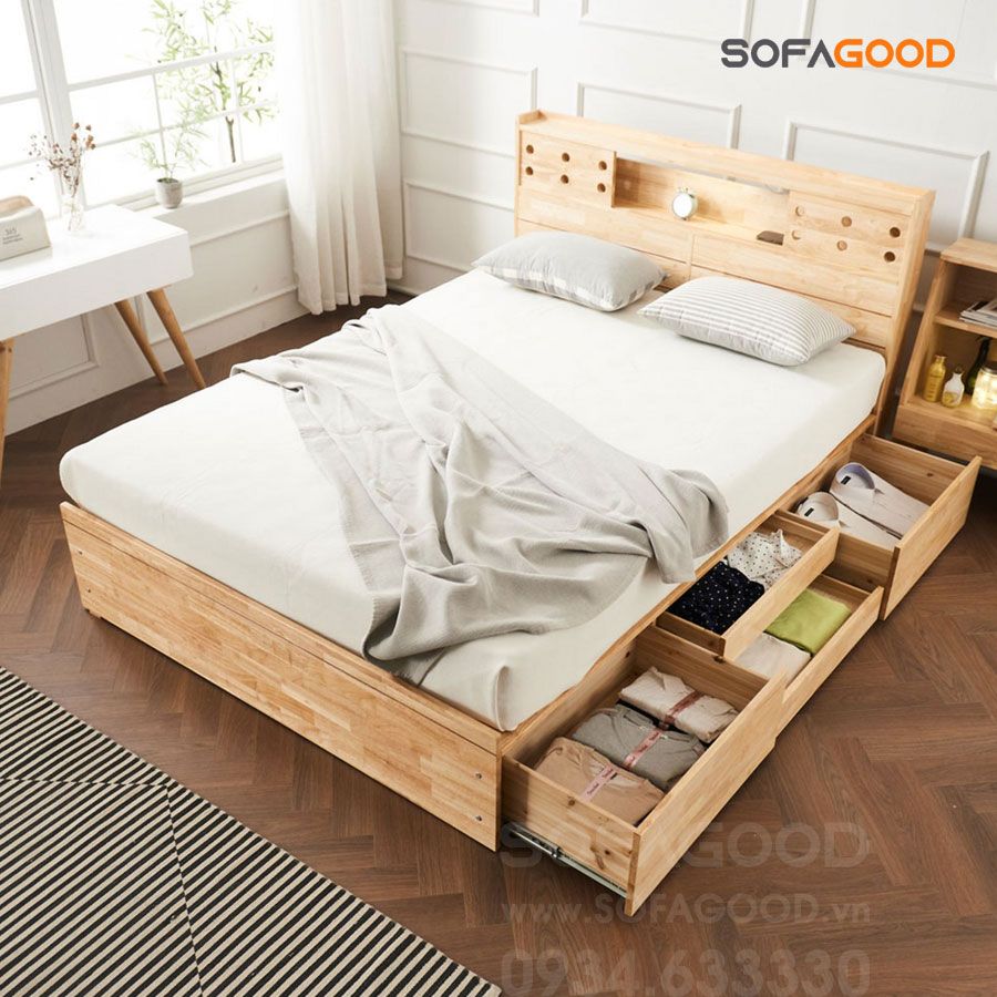 Giường ngủ gỗ tự nhiên S130