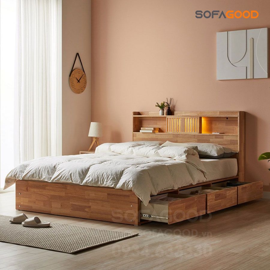 Giường ngủ gỗ tự nhiên S124