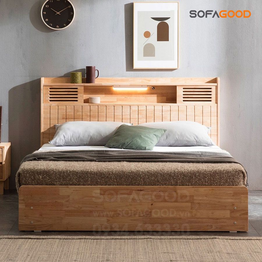 Giường ngủ gỗ tự nhiên S142