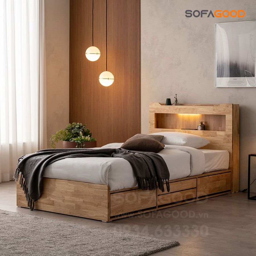 Giường ngủ gỗ tự nhiên S133