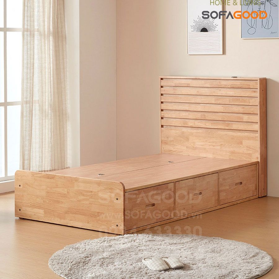 Giường ngủ gỗ tự nhiên S144