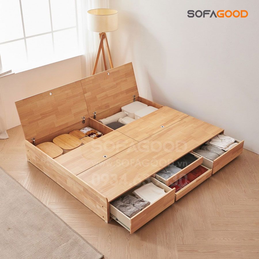 Giường ngủ gỗ tự nhiên S135