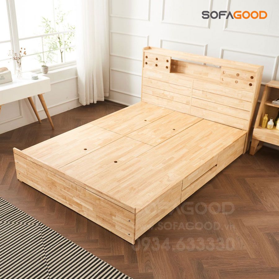 Giường ngủ gỗ tự nhiên S130