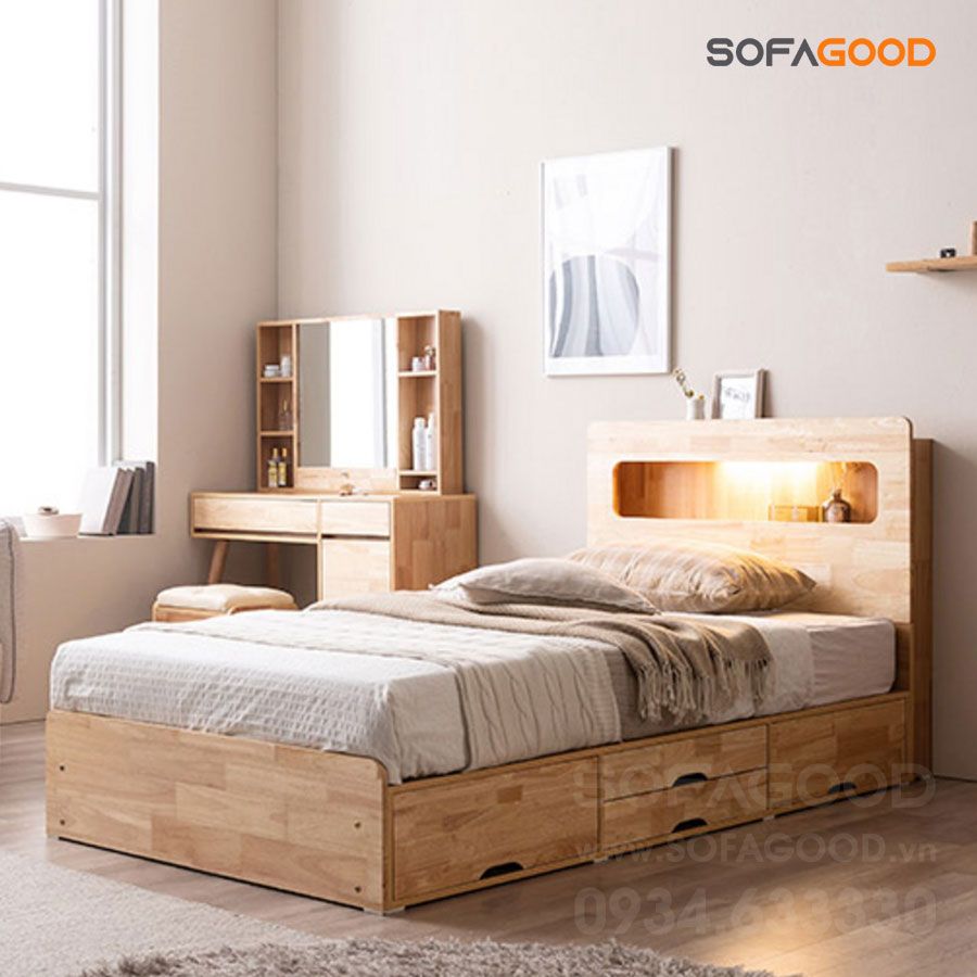 Giường ngủ gỗ tự nhiên S128