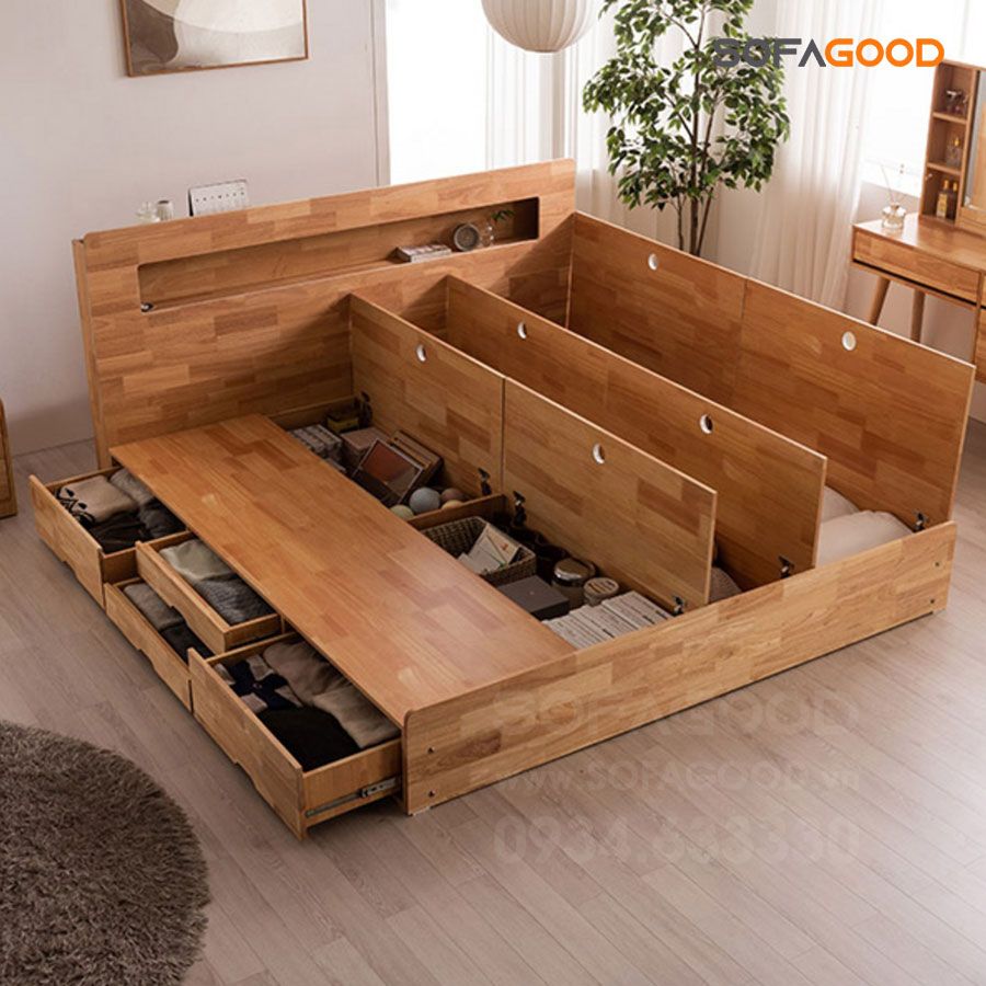 Giường ngủ gỗ tự nhiên S123