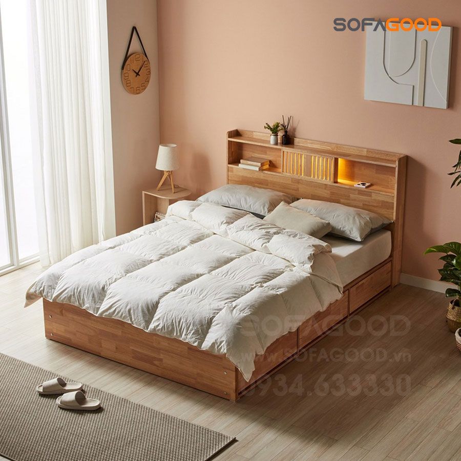 Giường ngủ gỗ tự nhiên S124