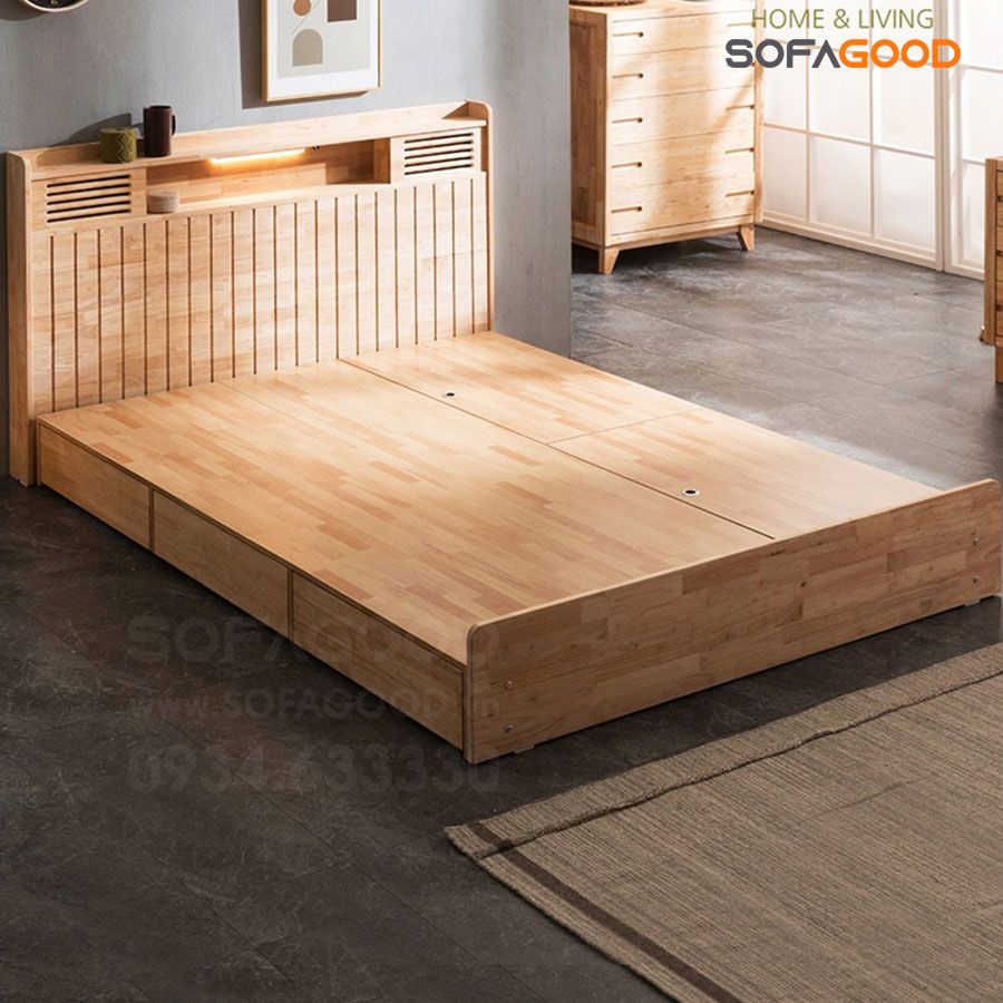 Giường ngủ gỗ tự nhiên S142