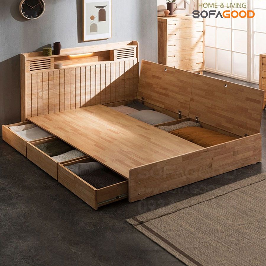 Giường ngủ gỗ tự nhiên S142