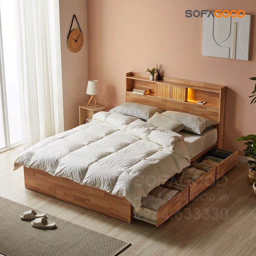 Giường ngủ gỗ tự nhiên S124