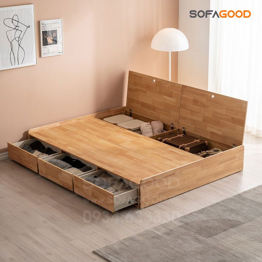 Giường ngủ gỗ tự nhiên S139