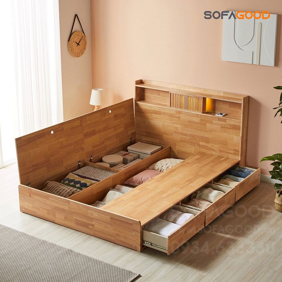 Giường ngủ gỗ tự nhiên S124