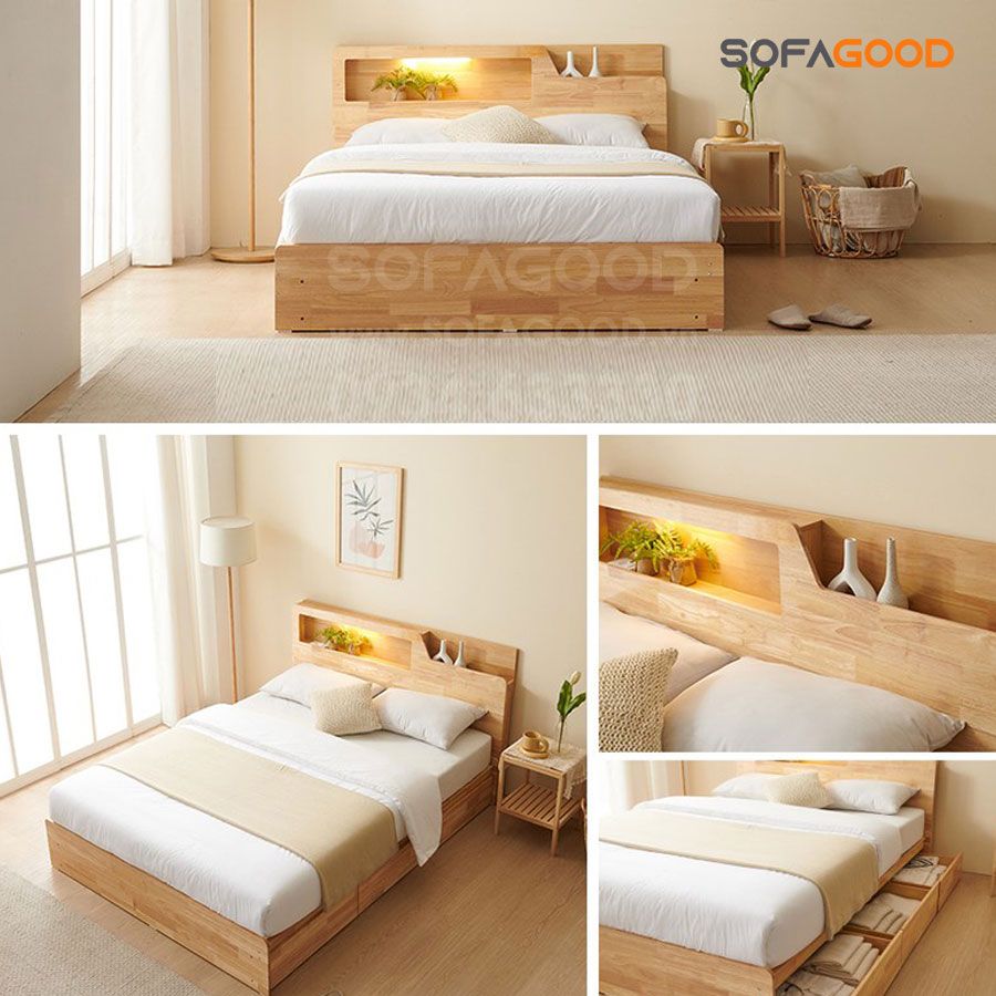 Giường ngủ gỗ tự nhiên S136