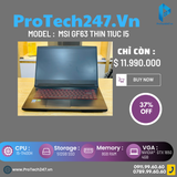  MSI Gaming GF63 Thin 11SC i5 11400H/8GB/512GB/4GB GTX1650/144Hz/Win11 (USED) 