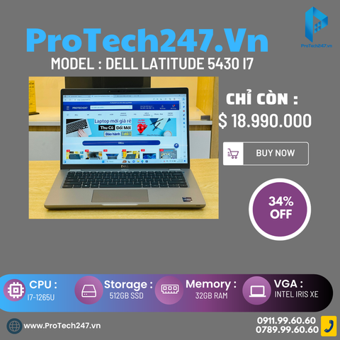  Dell Latitude 5430 i7-1265U RAM 32GB/SSD 512GB/ 14" FHD 