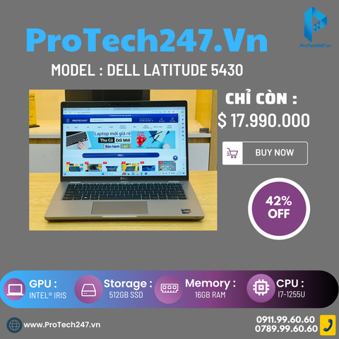  Dell Latitude 5430 I7-1255U/16GB/512GB 14" FHD IPS (USED) 