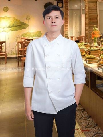 Áo Bếp Nam Tay Lỡ Màu Trắng