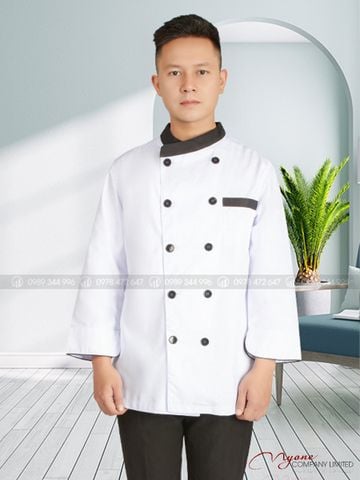 Áo Bếp Trắng Phối Đen