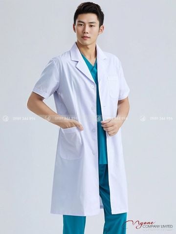 Áo Blouse Bác Sĩ Nam Ngắn Tay