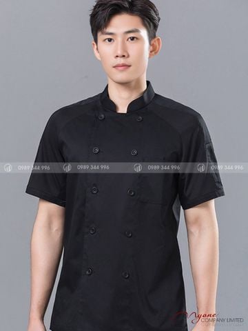 Áo Bếp Nút Kép Màu Đen