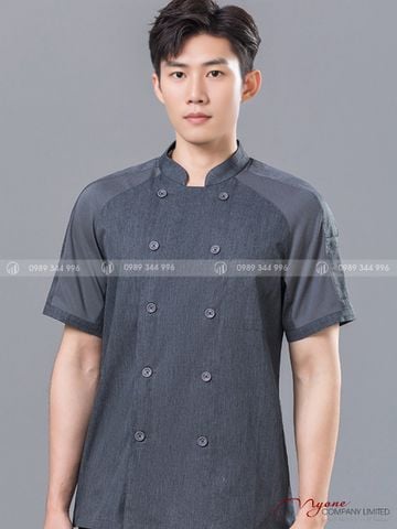 Áo Bếp Nút Kép Màu Xám