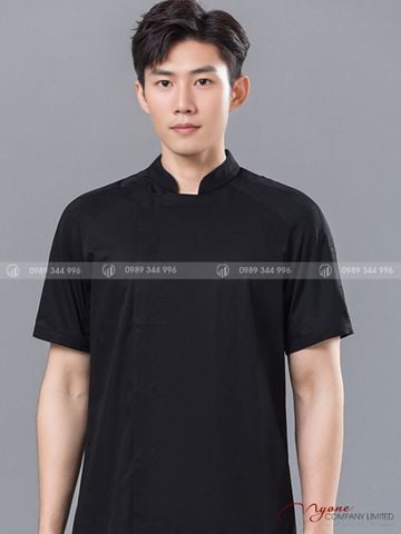 Áo Bếp Nút Ẩn Màu Đen