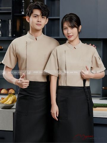 Áo Bếp Ngắn Tay Màu Be